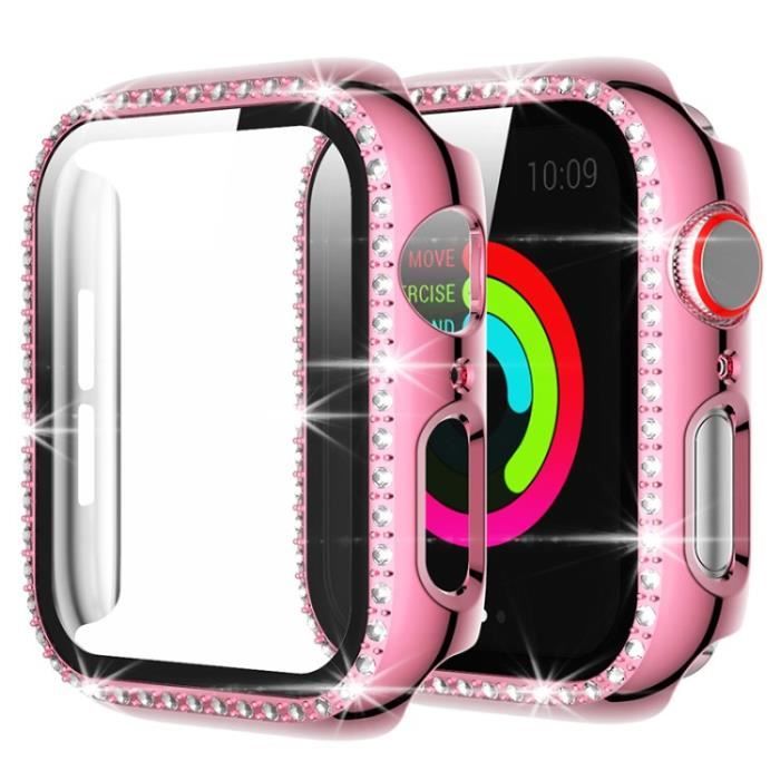 Protecteur De Couverture De Strass Bracelet Pour Montre Connectée Pour Apple Watch SE-Série 4-5-6 40mm - Rose