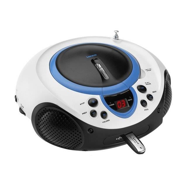 Lenco Radio et lecteur CD SCD-38 Bleu et blanc A001218