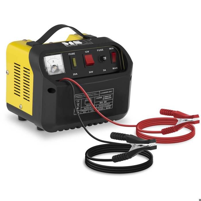 Chargeur de batterie voiture MSW S-CHARGER-20A2 (12/24V ampérage charge 8/12A pour les batteries de 12-200Ah)