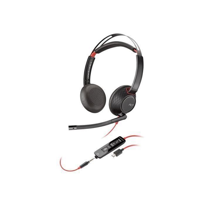 Plantronics Blackwire 5220 5200 Series casque sur-oreille filaire jack 3,5mm, USB-C
