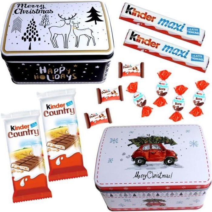 2 Boites de Noel garnies de 35 chocolats Ferrero Kinder