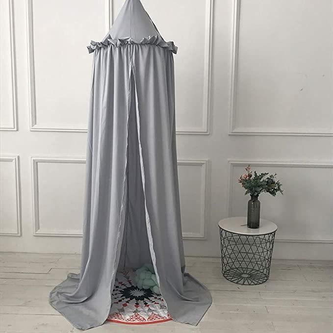 ROCK Ciels de Lit pour Enfant, Moustiquaire de Coton d'enfant, Salle de Lecture, décoration de Chambre à Coucher (Gris)