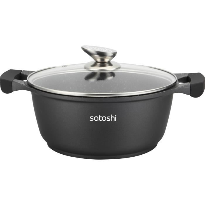 Haut De Gamme Faitout Marmitte Turbo Induction Revêtement Marbre AntiAdhésif Avec 2 Poignées Anti 32 cm