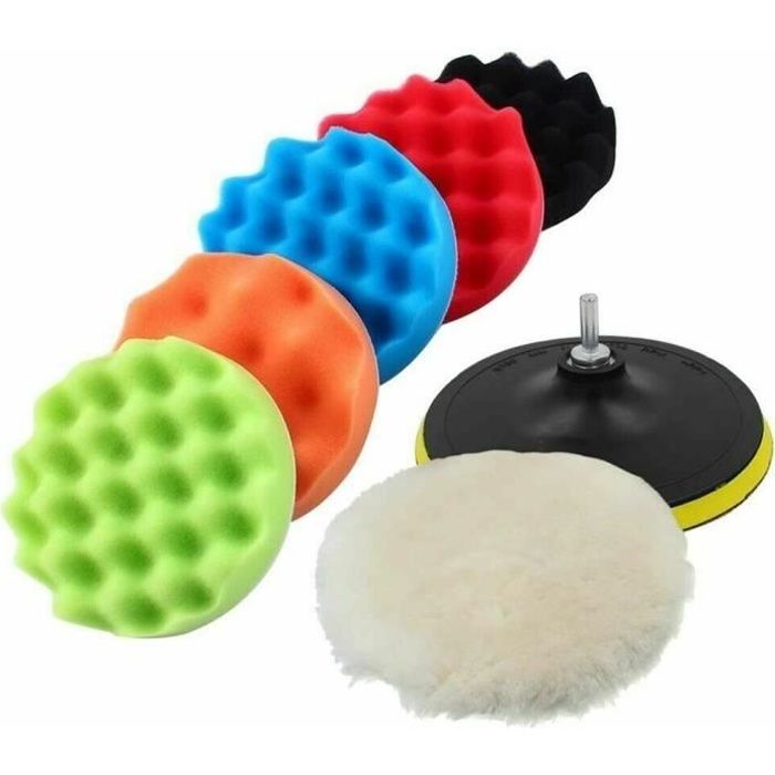 Set de 6 disque de polissage mousse+1 Disque velcro de rotation 150 mm