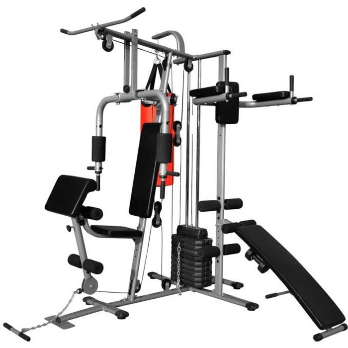 Appareil de musculation multifonctionnel avec 1 sac de boxe 65 kg
