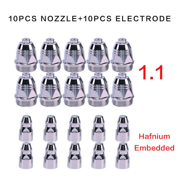 20 pièces 1.1/1.3/1.5/1.7mm P80 buse d'électrode Plasma torche de coupe 60A 80A 100A P80 CNC pointe de torche Plasma buse d'électrode