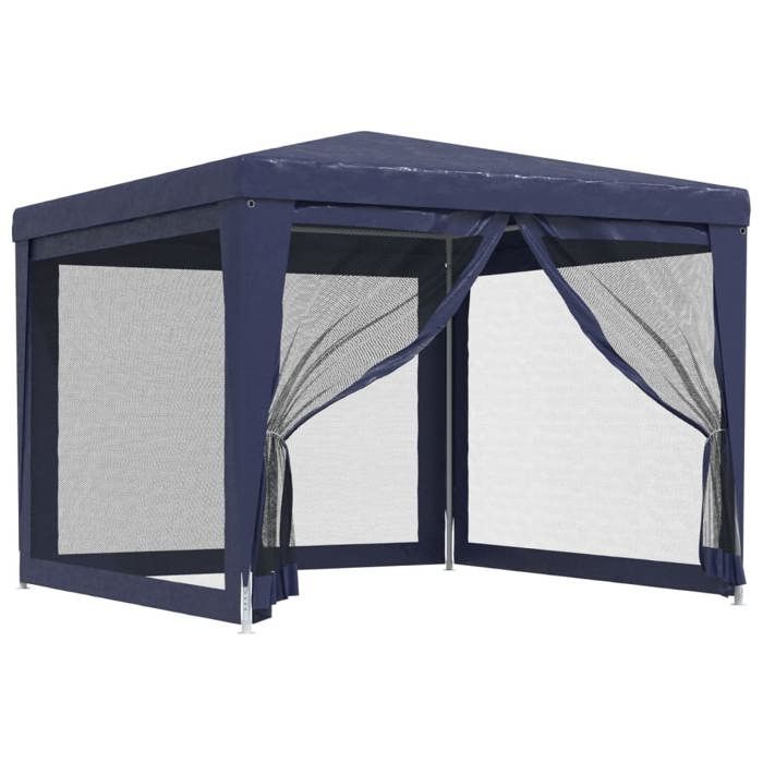 Anti-UV Tente de fête - avec 4 parois latérales - en maille Bleu 3x3 m PEHD SS147943