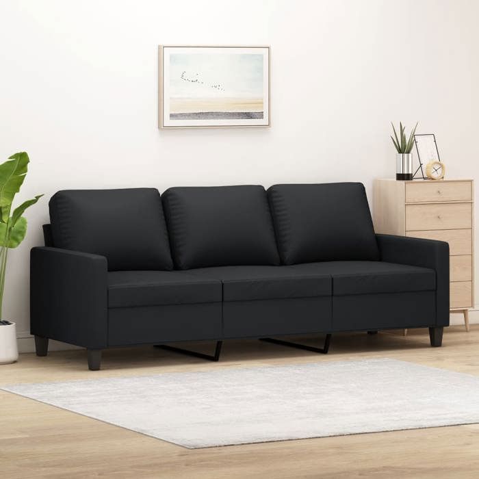Solde dété Canapé confortable Canapé à 3 places Noir 180cm Similicuir 580772