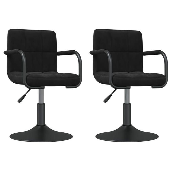 Chaises à manger pivotantes - MANGO - lot de 2 - noir velours - 46x44x(625-775) cm