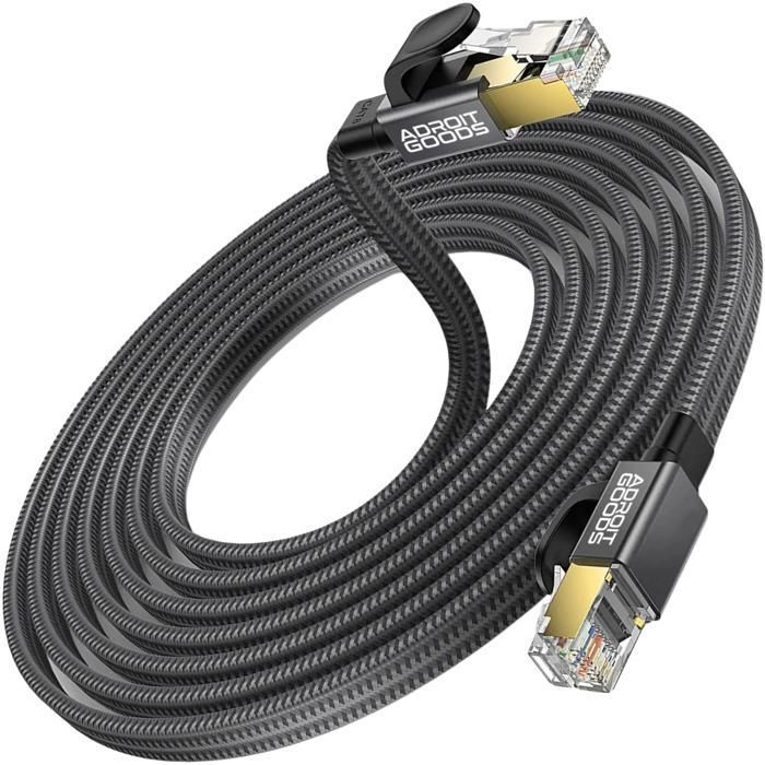 Câble Ethernet MOGOOD Cat 8 2M - 40Gbps, 2000MHz, RJ45 Or - Compatible PC, Routeur, PS5, TV - Nylon Tressé