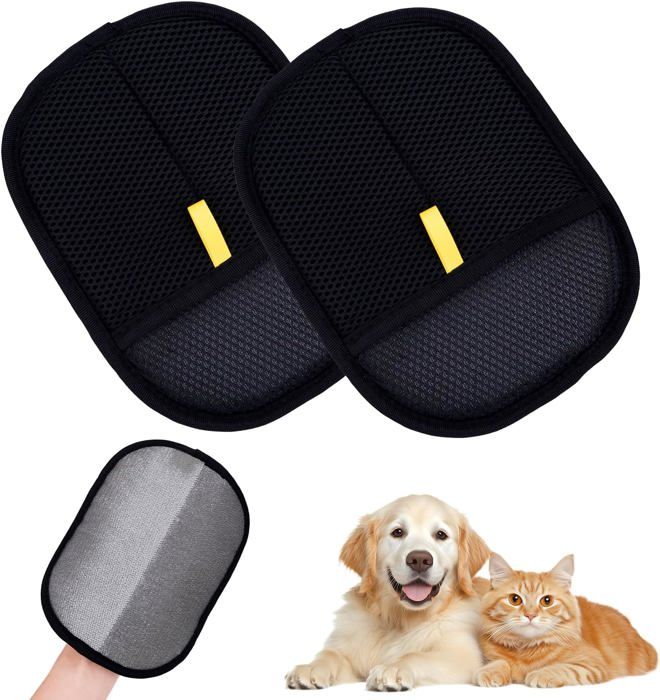 Meilleurs prix pour 2Pcs Gants Antistatiques Pour Poils DAnimaux Gant Poil Chien Double Sided Pet Grooming Gloves For Pet Pet Hair Remover Gloves