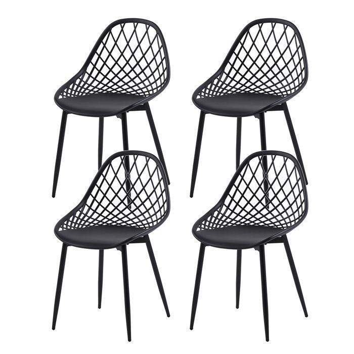 Chaises de jardin scandinaves - DORAFAIR - Lot de 4 - Noir - 42x47x84 cm - Design moderne - Résistant aux intempéries