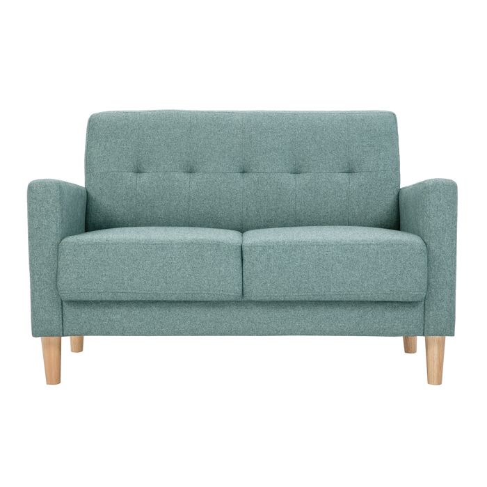 Miliboo - Canapé scandinave 2 places en tissu vert de gris et bois clair MOON Miliboo - Canapé scandinave 2 places en tissu vert de gris et bois clair MOON