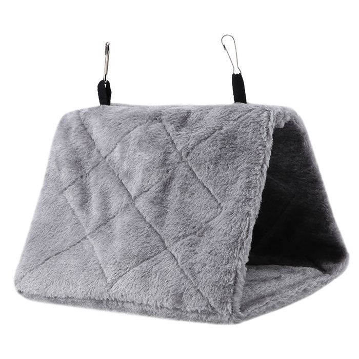 Hamac en peluche douce pour oiseaux perroquets lit chaud dhiver jouet pour animaux de compagnie gris S Label
