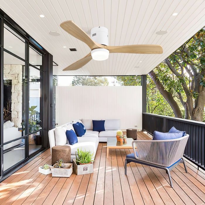 Ventilateur de plafond Silencieux LED 18W Tricolore 3 Pales 6 Vitesses Télécommande Mode Hiver Été Moteur CC 132CM - Nec