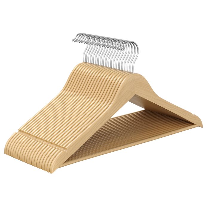 SONGMICS Lot De 30 Cintres Bois Mince Noir Encre – Cintres Bouleau Antidérapants 360° Avec Encoches Pour Bretelles Et Manteaux