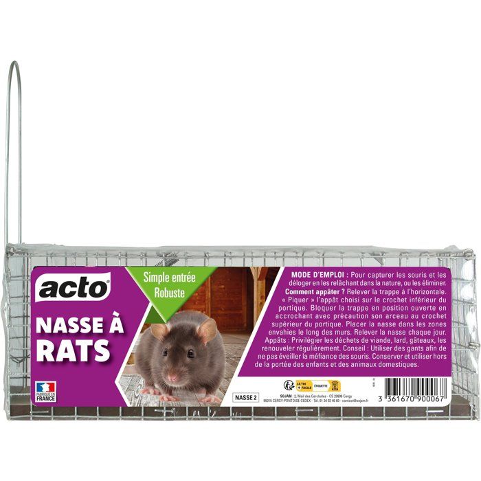Nasse à rats ACTO Nasse à Rats Tunnel Capture et élimine rapidement les rats Double ou simple entrée Sans pesticide