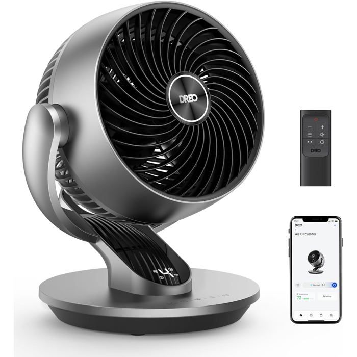 Ventilateur De Table 28 Db 18 Cm 4 Vitesses 5 Modes Minuterie 12H Oscillant À 120° + 90° Avec Télécommande Commande Vocale - Lampe Du Parfumeur
