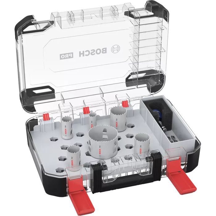 Coffret 12 Scies Trépans Bosch PRO Multi Material – Pour Bois, Cloison, Métal – Diamètres 22 à 64 Mm