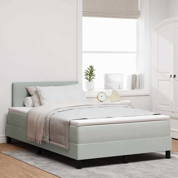 vidaXL Lit à ressorts avec matelas Gris clair 120 x 200 cm Velours 3339164