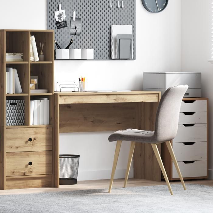 CLARENCE® Bureau informatique - Table décriture - chêne artisanal - Bois dingénierie LL0714
