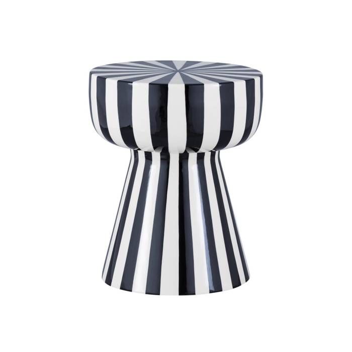 Table dappoint. bout de canapé. table de chevet. acier émaillé rayures bicolore. noir et blanc. Ø34 x H41cm Table dappoint. bout de canapé. table de chevet. acier émaillé rayures bicolore. noir et blanc. Ø34 x H41cm