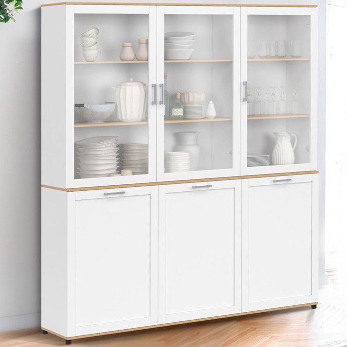 ID MARKET buffet VITO 6 portes 160 cm Contemporain bois et blanc