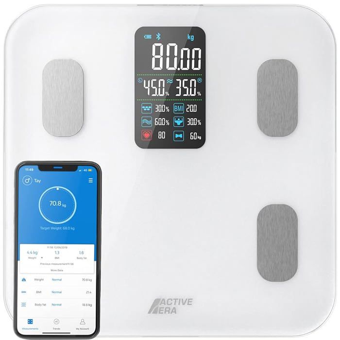 Balance Connectée Bluetooth Blanc, Écran LED, 16 Mesures, Application ...