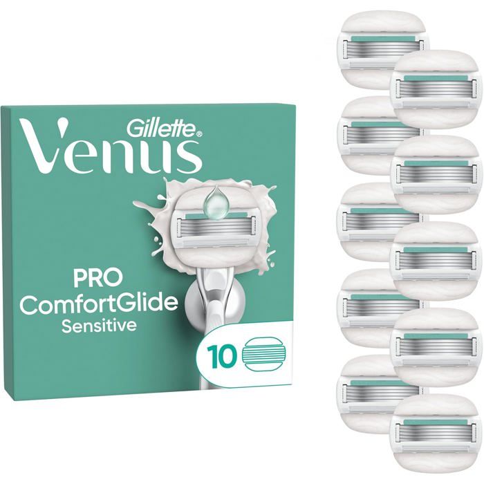 Recharges de rasoirs - Gillette Venus Pro ComfortGlide - 5 lames - Peaux sensibles - Lot de 10