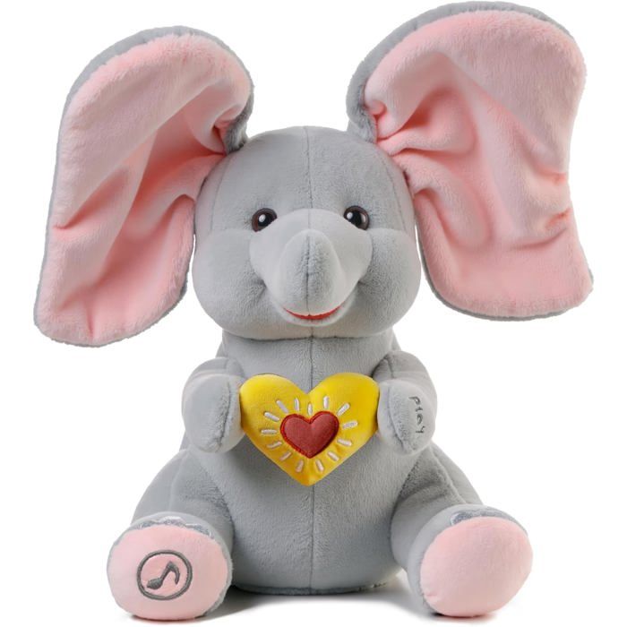 Peluche Éléphant Flappy - Jouet Électrique Interactif Musical Apaisant pour Bébé