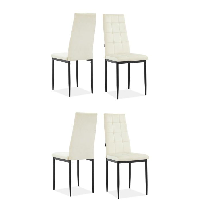 Becca-chaise De Salle à Manger En Velours Crème 4 Pièces