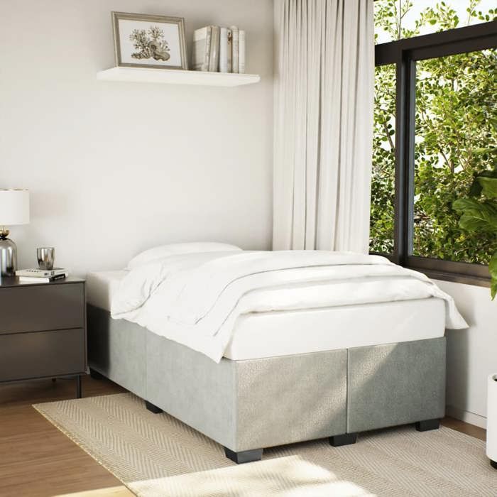 Gris Cadre de lit sans matelas gris clair 120x190 cm velours - Lit chambre H13799