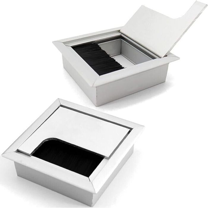 Passe-câbles Passe-câbles Passe-câbles pour bureau Gestion des câbles Bureau avec joint à brosse – Lot de 2 boîtes de 80 x 80 mm en