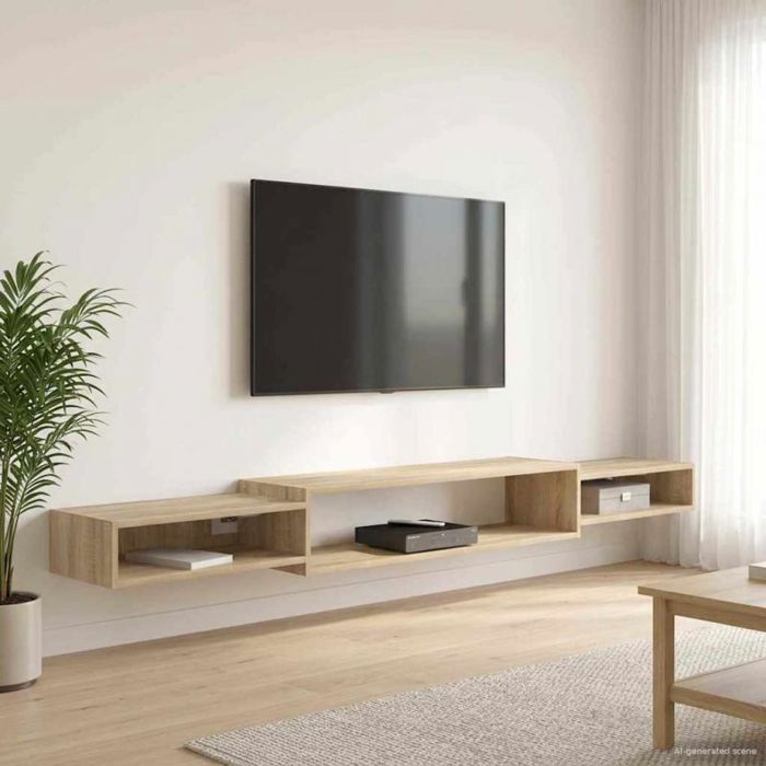 Meuble tv - meuble hi-fi Vidaxl Meuble TV mural Montage mural Chêne Sonoma 220 x 28 x 21 cm