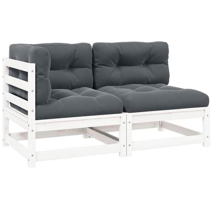 VIDAXL Salon bas de jardin (2 pcs) - ANTI-UV - + coussins - Blanc Bois de pin massif 70x70x67 cm M9472