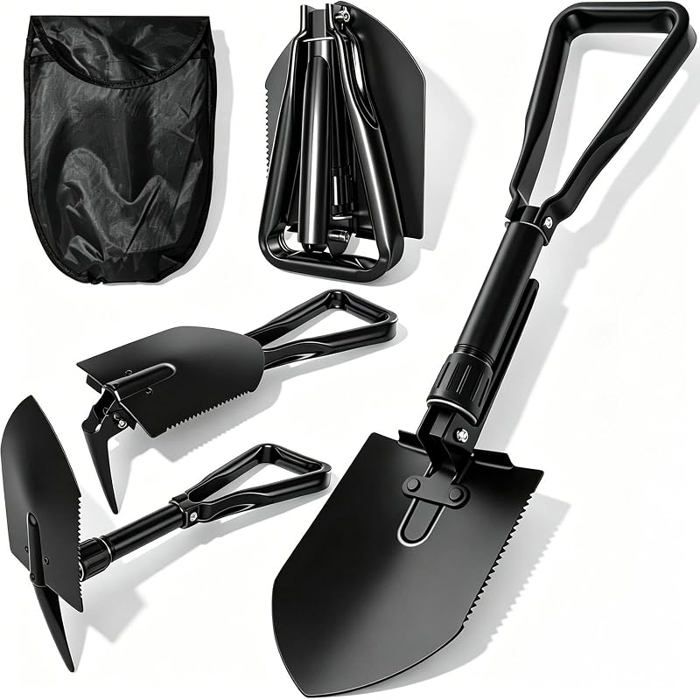 Pelle Pliante 60cmPelle Pliable en Acier au Carbone avec Sac de TransportPelle à NeigeBeche JardinagePelle de