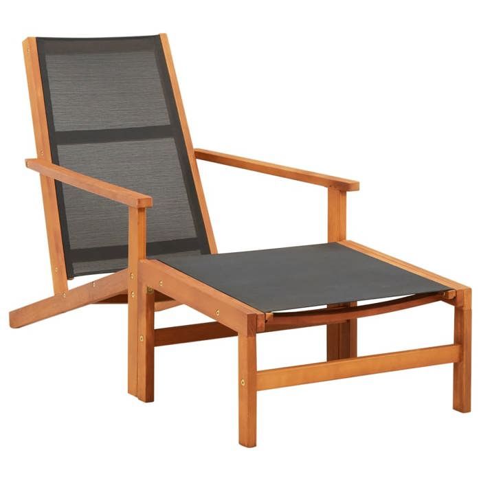 COCO Chaise de jardin et repose-pied Eucalyptus solide et textilène avec manuel de montage(oad38h)Vidaxl