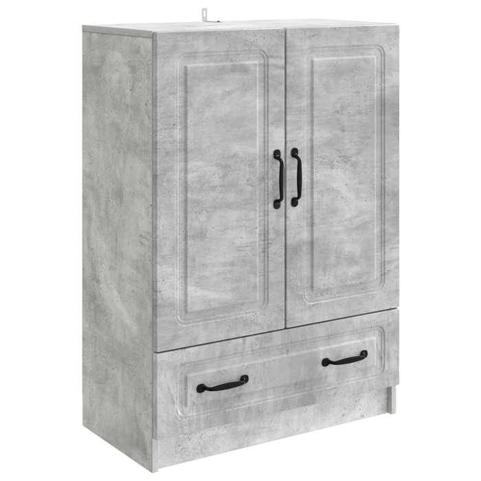 Buffet Gris Béton 66 x 34 5 x 92 cm en Bois dingénierie avec poignées métalliques et 2 Portes pour Cuisine FR474253