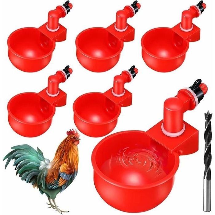 6pcs automatiques Supplies Abreuvoir Poules Tasses Bol Bol en Plastique Volailles Distributeurs Deau Automatique de Leau