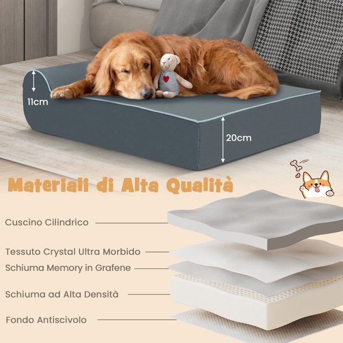 Soutien des articulations lit chien orthopédique mémoire de forme housse lavable antidérapante grand chien