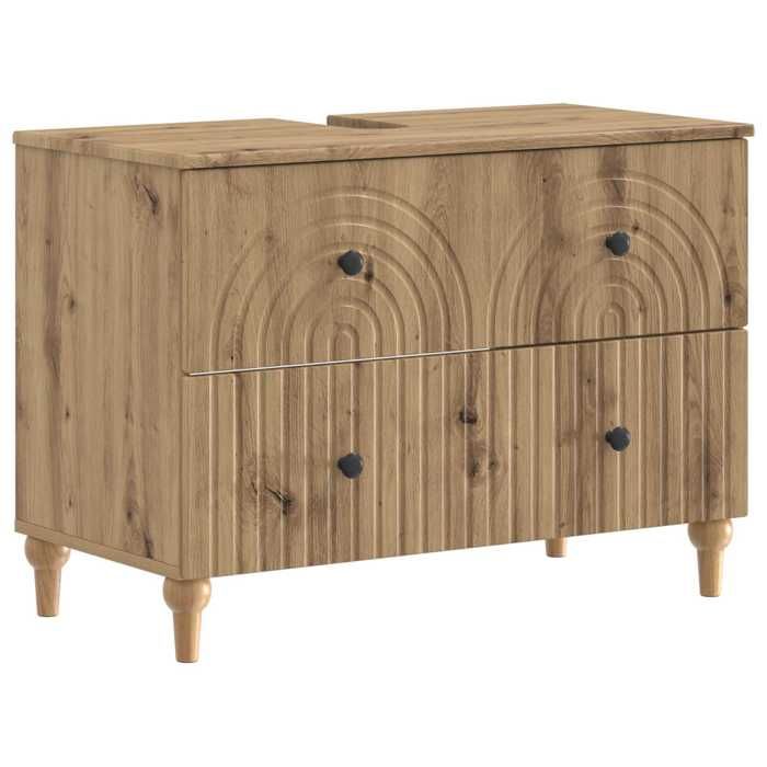 NOUVEAU Meuble sous vasque - Meuble sous Lavabo de Salle de Bain ALKMAAR - Chêne artisanal - Anti lhumidité - 82x41x59cm84350