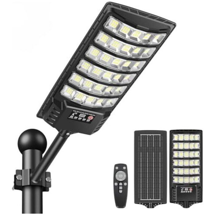 Lampadaire solaire LED dextérieur projecteur étanche IP66 avec panneau solaire 6 000 K détecteur de mouvement éclairage de jard Lampadaire solaire LED dextérieur projecteur étanche IP66 avec panneau solaire 6 000 K détecteur de mouvement éclairage de jard