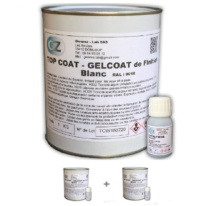 2 Kg Gelcoat Blanc gel coat bateau + catalyseur