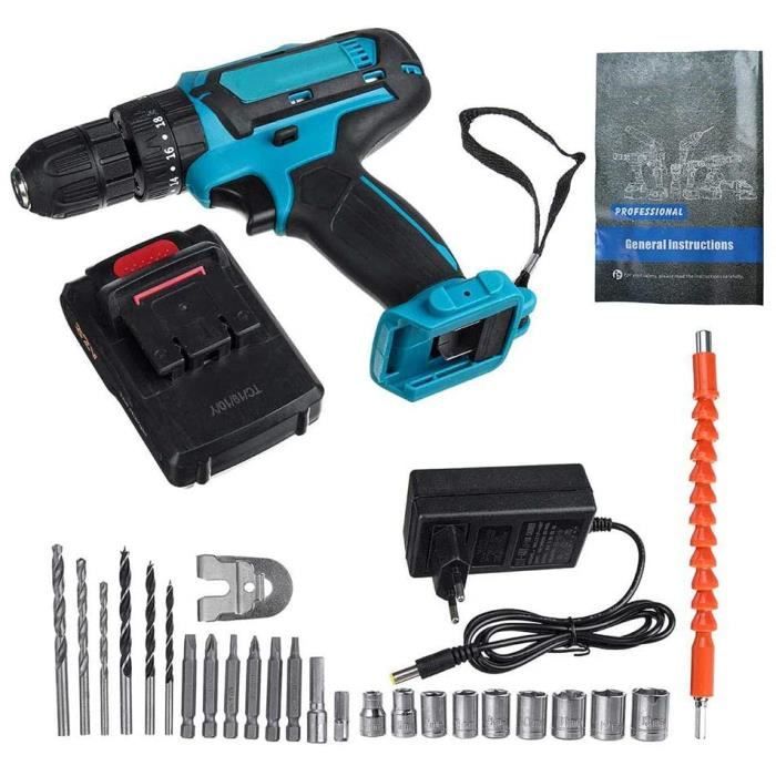 Perceuse Visseuse À Percussion Compacte sans Fil 21V, Mandrin sans Clé 38NM, Perceuse sans Fil