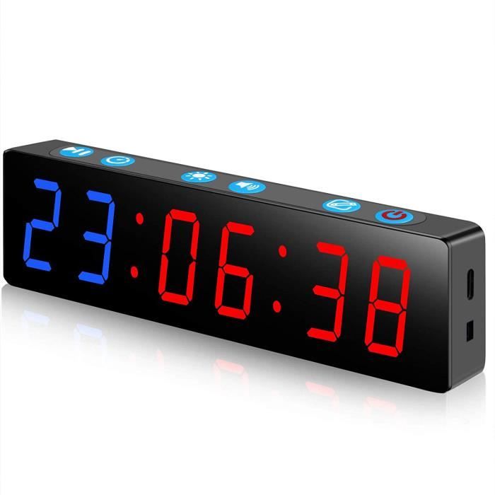 Minuterie de Gymnastique Portable, Horloge D'entraînement Magnétique  Rechargeable par USB, Chronomètre D'intervalle à Grand Affichage avec  Sonnerie