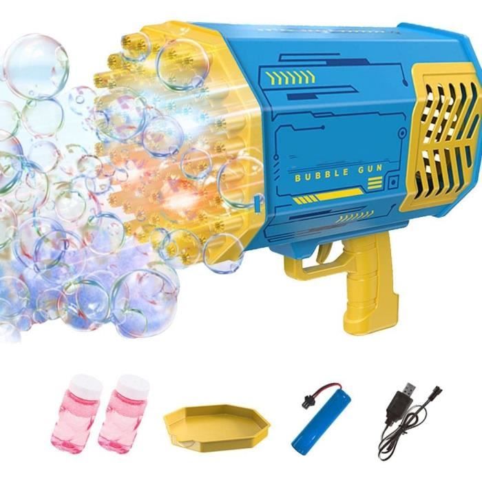 Pistolet à Bulles Gatling 69 Trous – 500+ Bulles Par Coup, Lumières LED, Batterie Rechargeable – Pour Enfants, Fêtes, Mariages, Extérieur – Rose, Violet Ou Bleu