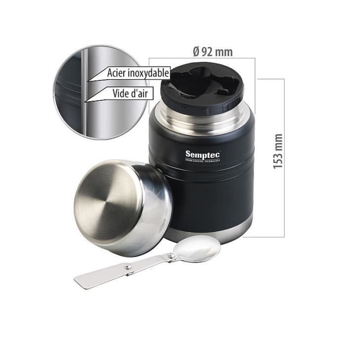 Tasse isotherme double paroi - Semptec Urban Survival Technology - 05 L - Acier inoxydable - Blanc/argent/noir