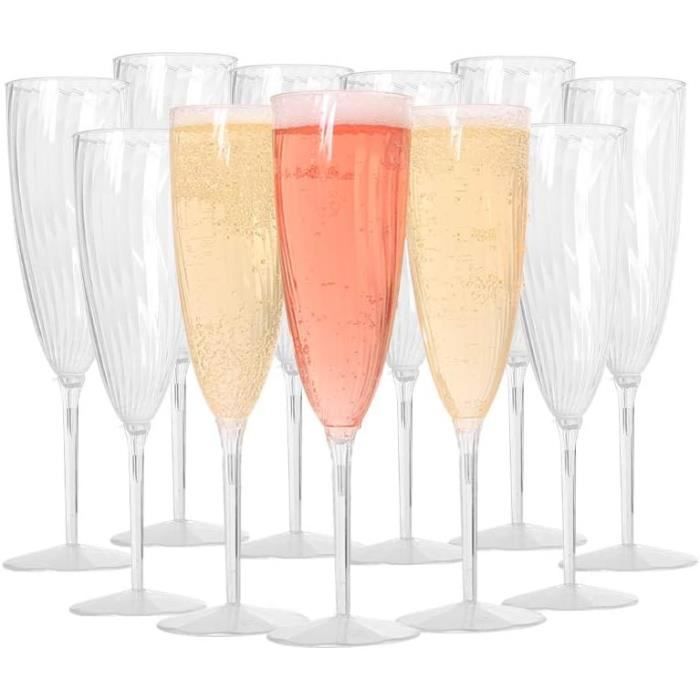 Lot De 100 Flûtes à Champagne JMIATRY - Plastique PS 160 Ml, Paillettes Or Et Argent