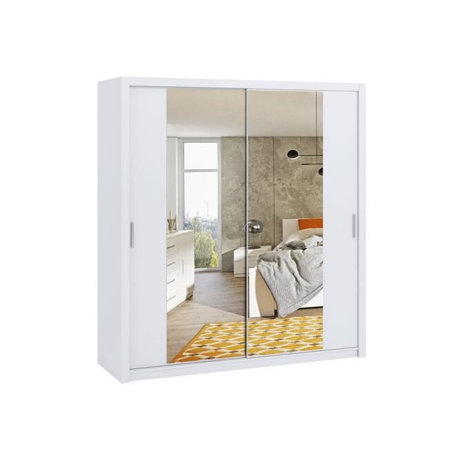 Armoire de chambre - Providence - G108 - Portes glissantes - Miroir - Blanc Armoire de chambre - Providence - G108 - Portes glissantes - Miroir - Blanc