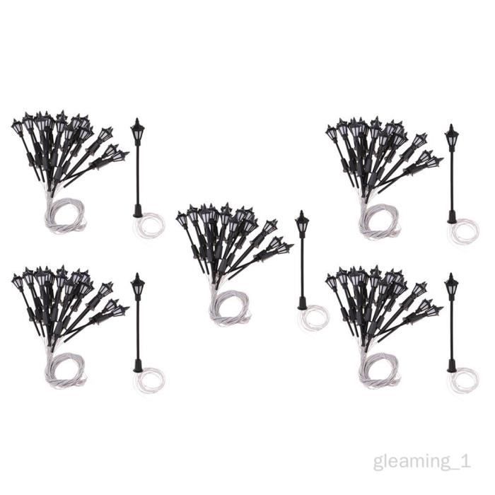 Lot De 3 Lampadaires LED Miniatures Pour Échelle HO – Décoration De Gare Et Jardin, 3V Avec Résistances Pour 12V